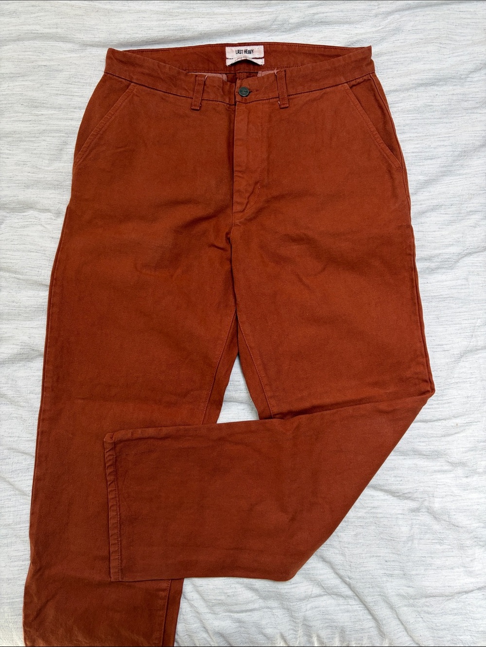 Last Heavy Burnt Orange Wide Leg Denim Trousers size 32